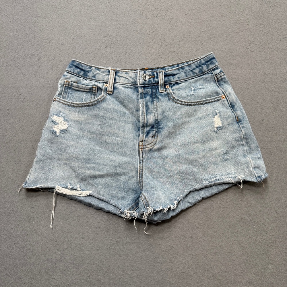 Wild Fable Shorts Women's 4 Blue Light Wash Super High Rise Cut Off Distressed